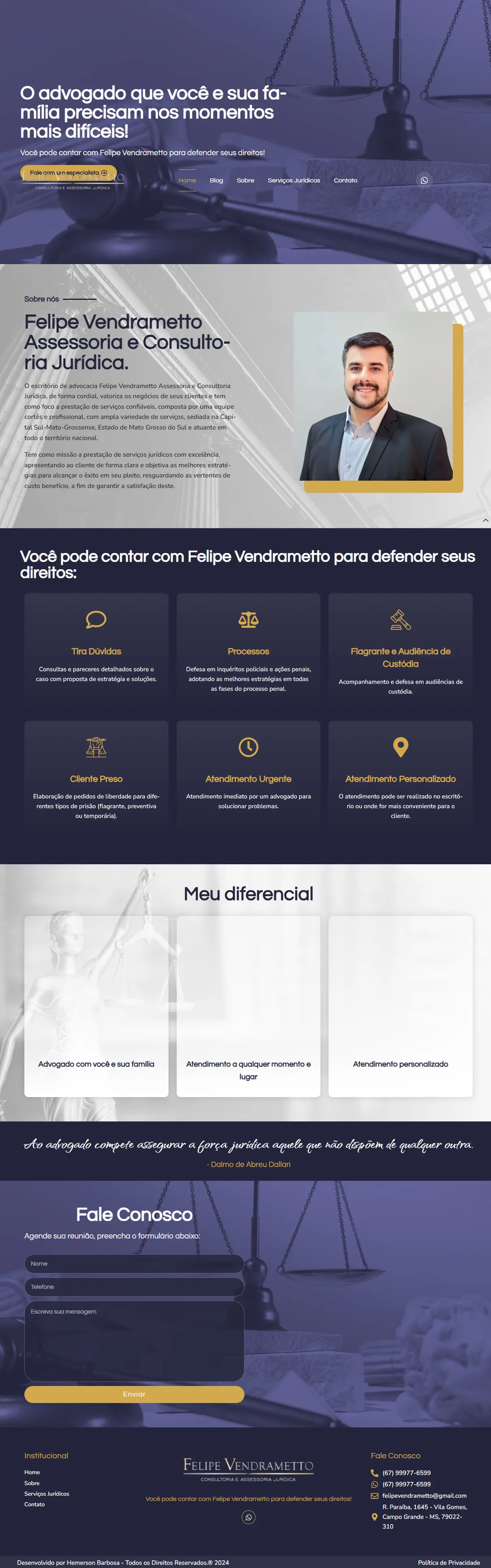 Site Felipe Vendrametto - Desenvolvido por Hemerson Barbosa - Desenvolvedor Web
